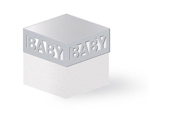 Baby Word Cut Out Lid Cube Box for Events