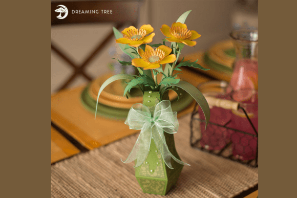 Buttercup Flower with Vase: A Timeless 3D Paper Craft for Modern Decor