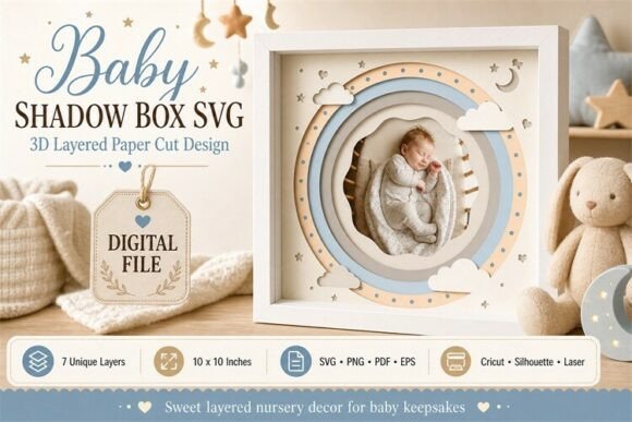 Capturing Memories in Layers: The Magic of 3D Baby Shadow Box Vector Art