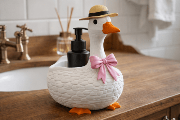 Goose Soap Dispenser Holder Bow Detail: A Charming Addition to Your Home