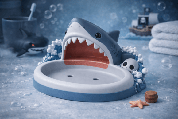 Shark Soap Dish - Kawaii Bathroom Decor: Integrating Whimsy into Home Design Workflows